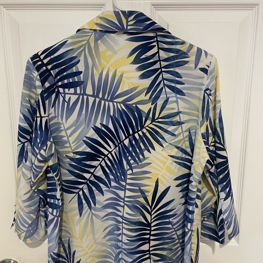 Vintage 90s ALIA Women’s Polyester Short Sleeve Blouse Textured Crinkle Size 12P - Picture 12 of 16